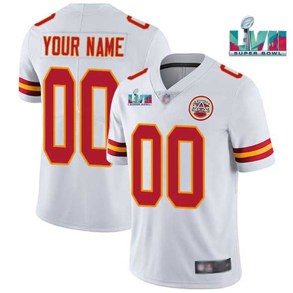 Men & Women & Youth Kansas City Chiefs Custom White Super Bowl LVII Patch Vapor Untouchable Limited Stitched Jersey